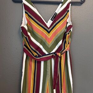 Striped Multicolor V-Neck Jumpsuit